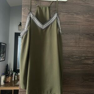 Olive Green cami with Black and White Trim